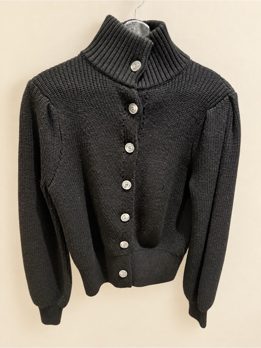 LIVE THE PROCESS Black Merino Wool Chunky Knit Cardigan Size Small